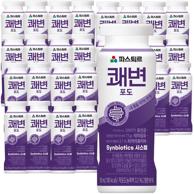 (대영) 파스퇴르 쾌변 요구르트 포도, 150ml, 28개
