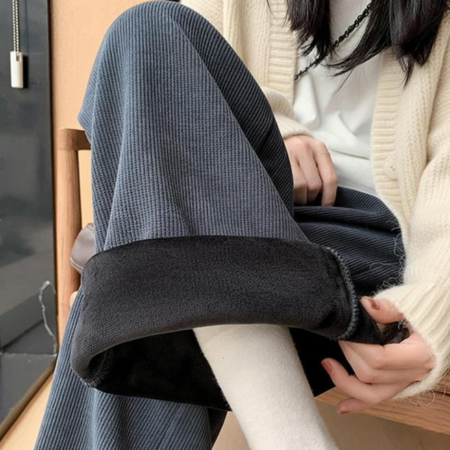 티즈데이 여성 기모 코듀로이 와이드 팬츠