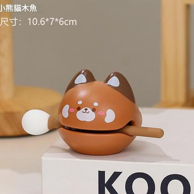 創意小木魚解壓桌面擺件 喜樂常在, 小熊貓, 1個