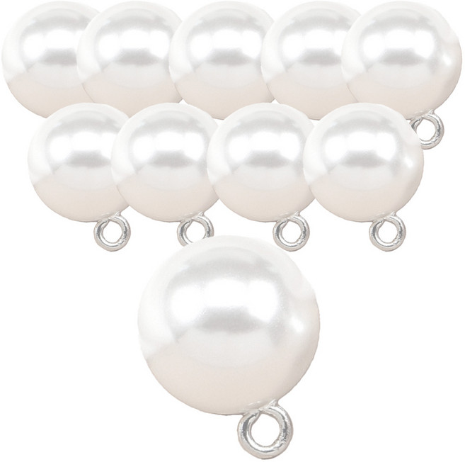 진주단추 8mm 진주장식 진주알 진주 볼록이, 1팩, 진주단추8mm(흰색10개)