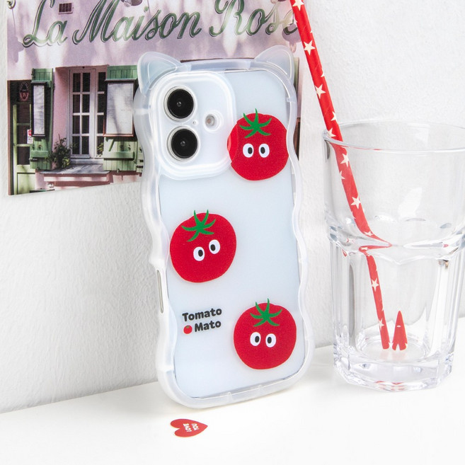 토마토마토 캣 웨이브 고양이귀 투명 핸드폰 케이스