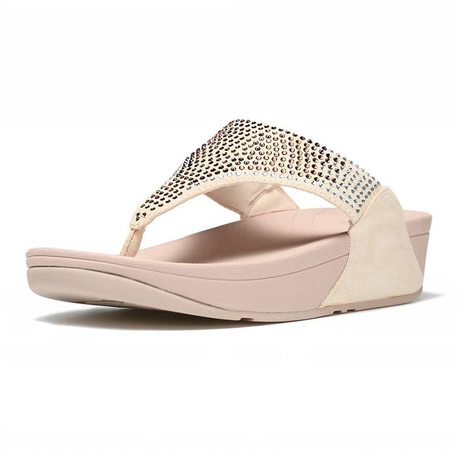 핏플랍 fitflop 여성 글리터 큐빅 아치지지 웨지 쪼리슬리퍼 발편한 굽높은 비치 샌들 일상화