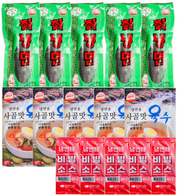농민식품 칡냉면 + 동치미육수 + 비빔소스 (총), 5개, 200g