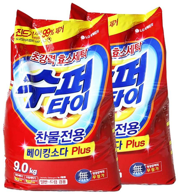 수퍼타이 세탁세제 가루세제 9kg+9kg fee*9564ta, 9kg