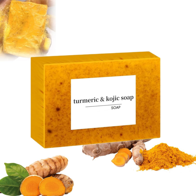 레몬 강황 비누 천연 유기농 강황 스킨 솝 딥클렌징 모공타이트닝 Lemon Turmeric KojicAcid SoapLemon Kojic Acid Soap, 1개입, 100g