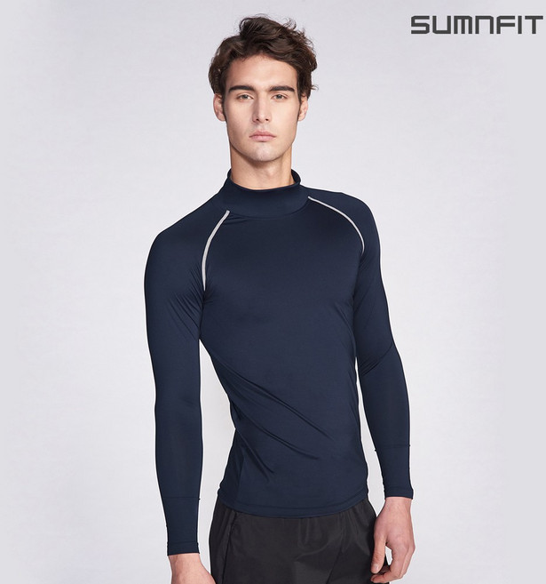 썸앤핏 남성용 스포츠 컴프레션 기능성 목폴라 긴팔 언더레이어 상의 MTL1002