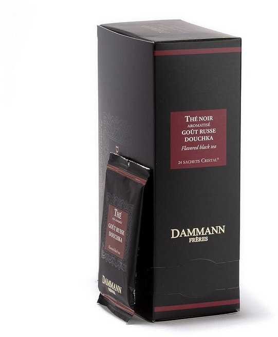 Dammann Freres Sachets Carcadet Nuit d'été 티백 프리미엄 고메 프렌치 히비스커스 베리 허브 티 개별 포장 24개 싱글 팩 217008, Goût Russe Douchka