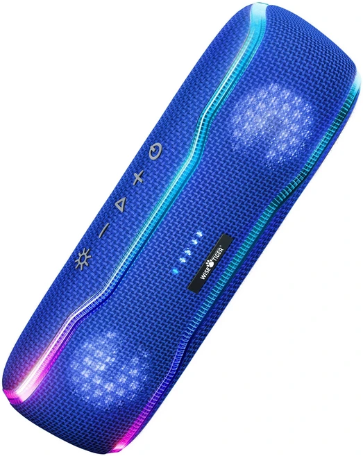 WISETIGER 야외 휴대용스피커 IPX7 방수 스피커 BT5.3 스피커 스테레오 25W 조명 서원형, 01 wireless speaker, 01 F10C Blue