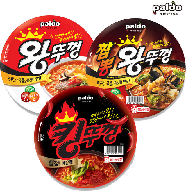 에스제이서진 컵라면 3종(왕뚜껑+짬뽕왕뚜껑+킹뚜껑) 18입, 1개