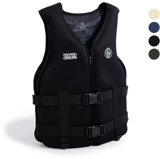 SUB22 네오플렌 구명조끼 부력보조복 라이프자켓, 블랙