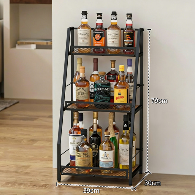 와인랙 3층 계단형 와인랙 사다리꼴 와인랙 주류 진열대 가정용 홈바용 다양한 술병 모양 초호환 39*30*79CM, 1개, 월넛색