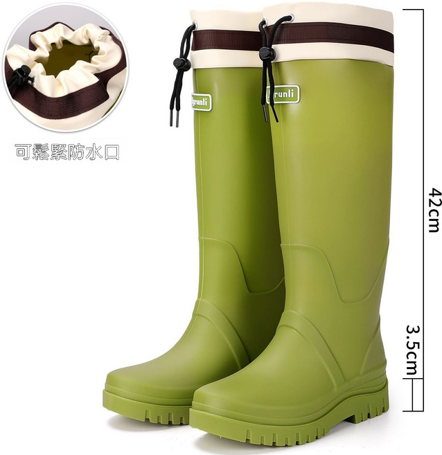 runli 高筒徒步雨靴 束口防潑水 情侶款防滑防水膠鞋