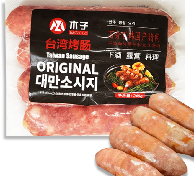 홍홍 중국식품 무즈 목자 오리지널 대만소시지 중국소시지 4개입 안주 캠핑요리, 240g, 1개