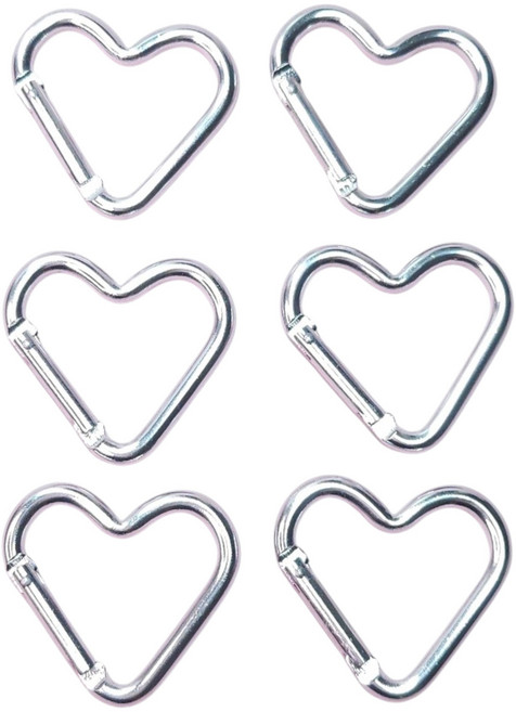 우아여우 하트 카라비너 키링 키홀더 에어팟 고리, 6개, 03 실버