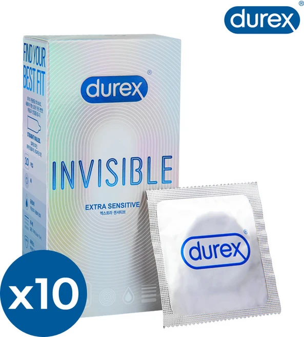 듀렉스 인비저블 엑스트라 센서티브 콘돔 10P x10개, 10개입, 10개 - 쿠팡