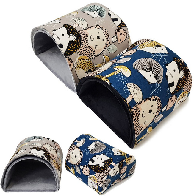 고슴도치 기니피그 포치 은신처 Big 동굴 포치 (고정대 분리가능), 극세사, 1개, 리얼도치 네이비