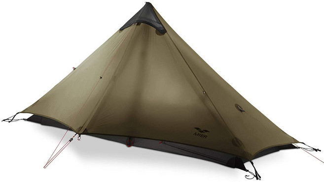 MIER 울트라라이트 초경량 백패킹 1인용 텐트 캠핑 트레킹 비박용 텐트 Green, Khaki