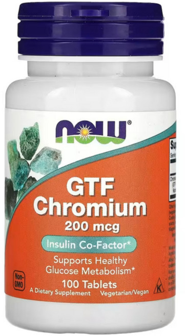 NOW Foods 나우푸드 GTF 크로뮴 고약사 200mcg 100정, 1개