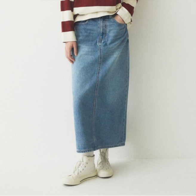 [WHO.A.U] [후아유] Long Denim Skirt (WHWJE4955F-K)