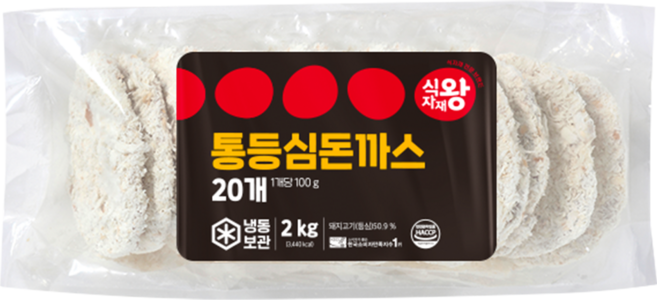 식자재왕 통등심돈까스, 20개, 100g