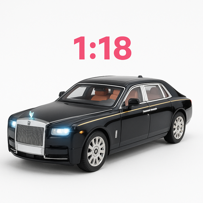 [yono] 롤스로이스 팬텀 고급 자동차 성인용 다이캐스트 리얼 1:18 모형차, 블랙, 1개