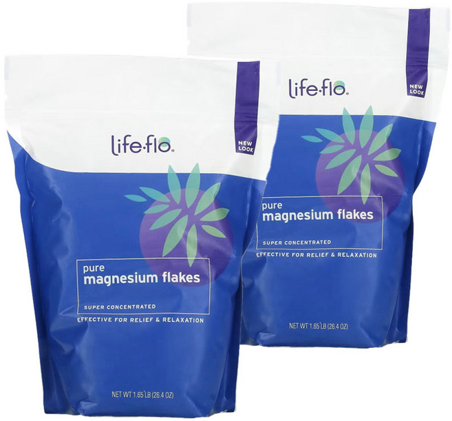 라이프플로 퓨어 마그네슘 클로라이드 플레이크 입욕제 748g 2팩, 2개