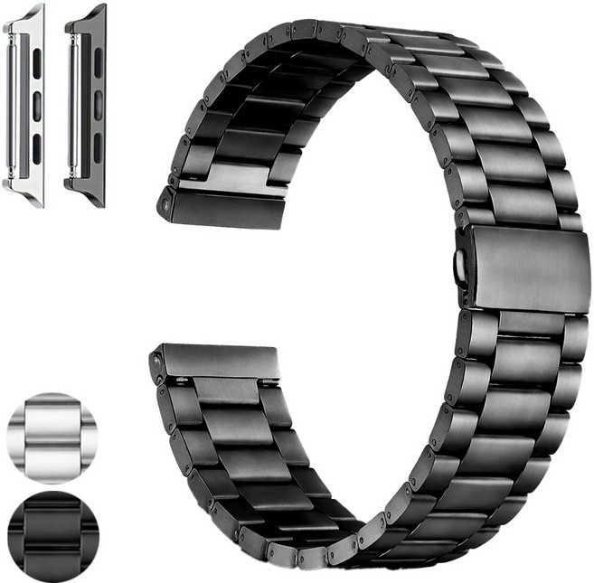 애플워치 SE 2세대 44mm 스트랩 메탈 스틸 푸쉬버튼버클 호환밴드, ME32SV22 실버