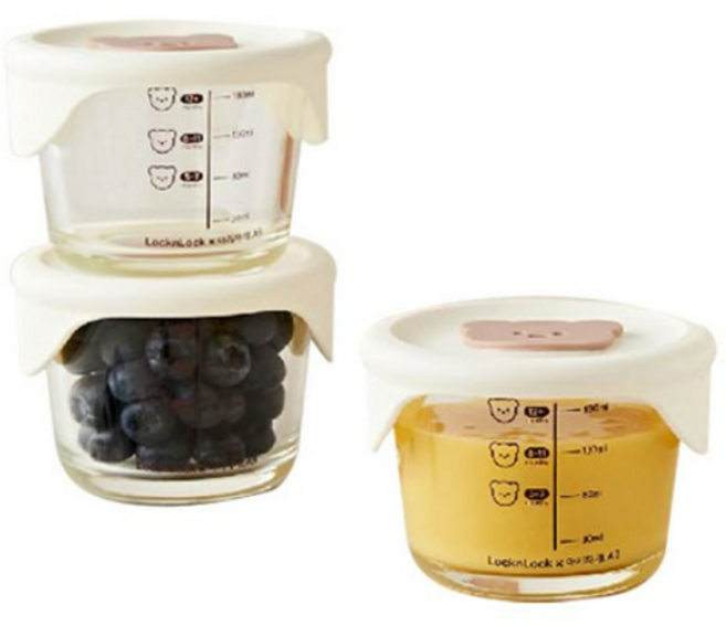 락앤락 아기자기LAB 베어 원형 이유식보관용기, 230ml, beige, 6개