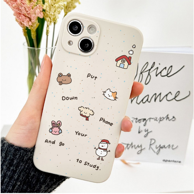 go to study 귀여운 동물 스캐치 아이폰 갤럭시 케이스