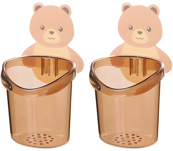 곰 칫솔 치약통, 브라운, 2개