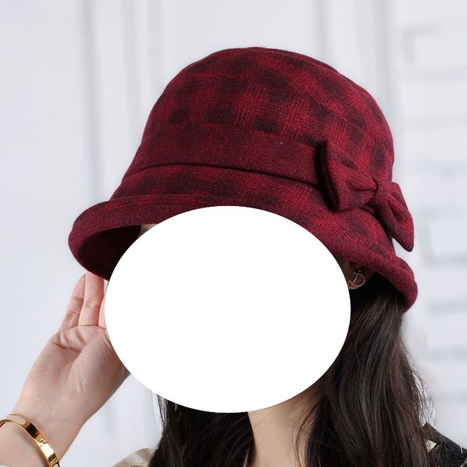 쌍천 빈티지 롤업 벙거지 체크 패션 햇 보온 여성 모자 W25122309
