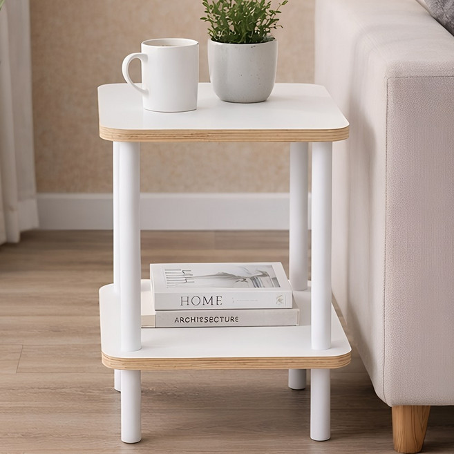 라온프리 사각 미니 침대 협탁, 화이트, 1개