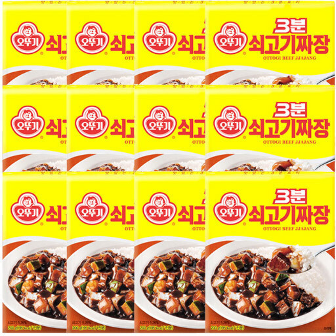 오뚜기 3분 쇠고기짜장, 12개, 200g