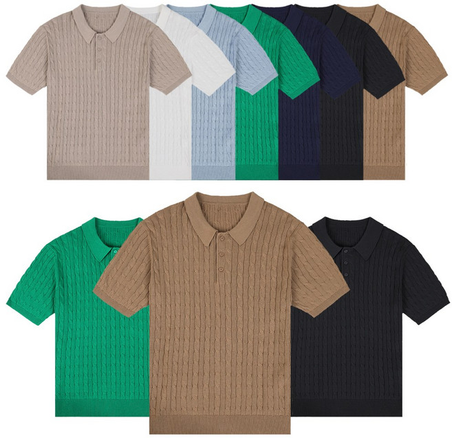 가우리 남자 쿨링 WSP 509 케이블 카라 반팔 니트 꽈배기 여름 티셔츠