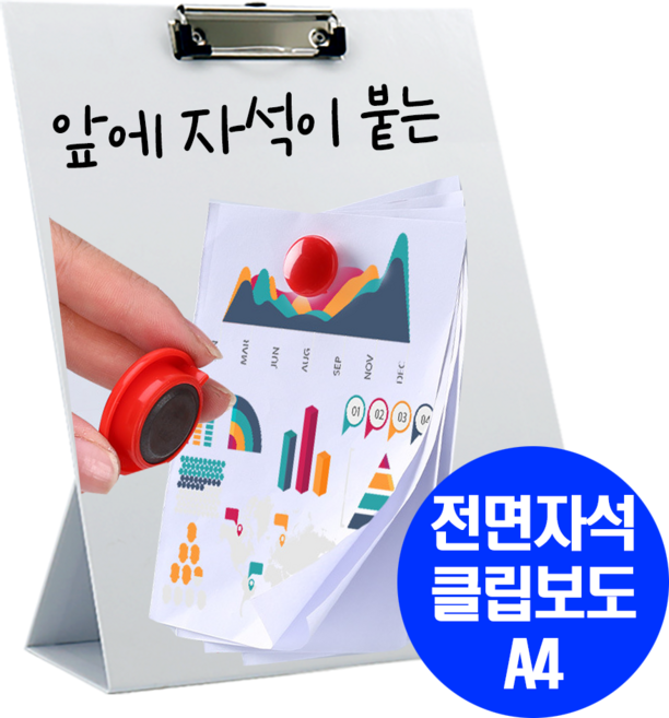 전면자석 클립보드 A4 앞면 자석이 붙는 다용도 스탠딩 클립보드 학습준비물 자석보드마카가 붙는, 1개, 앞면자석붙는 화이트