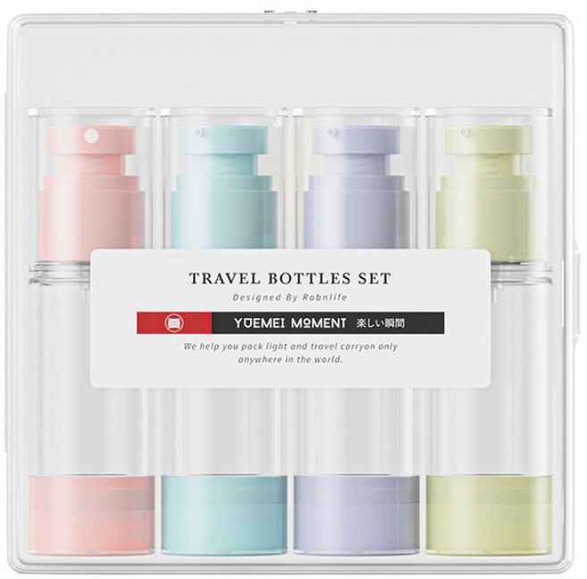 糖果色真空分裝瓶套裝 旅行乳液分裝瓶 真空按壓設計, 1件, 【30ML】送 盥洗包