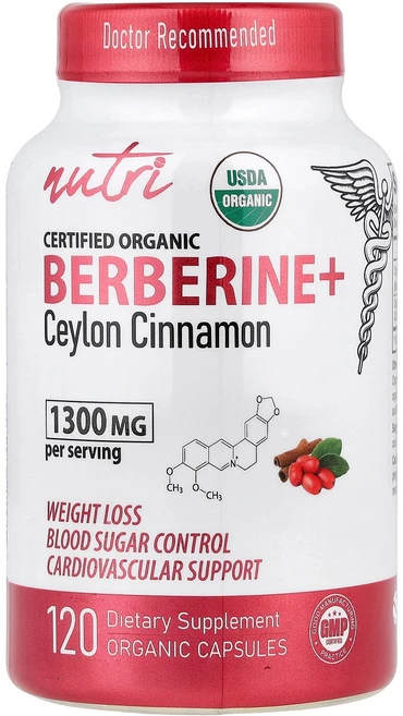 Nutri 유기농 베르베린+ 실론 시나몬 캡슐 120정 Nutri (뉴트리), 1개 - 쿠팡