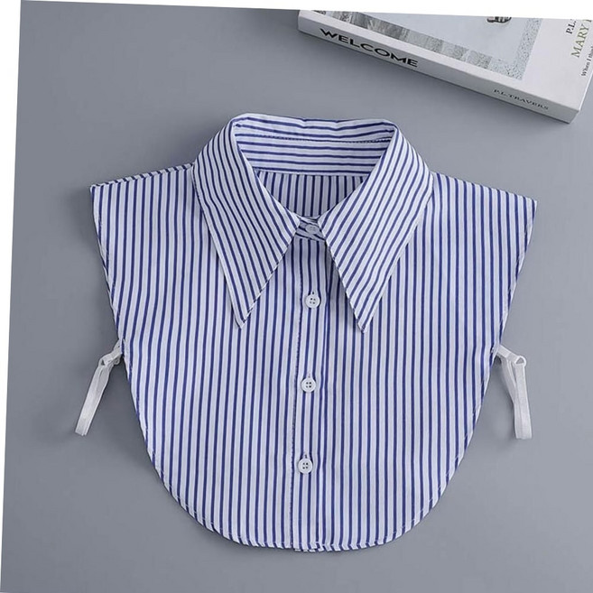 세련된 스트라이프 패턴 포인트 페이크넥 카라 셔츠