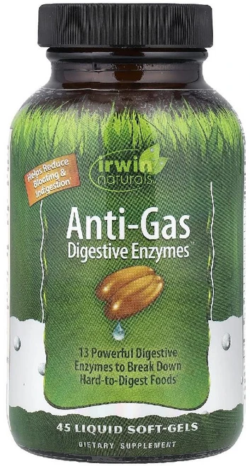 어윈내추럴스 Anti-Gas Digestive Enzymes 액상 소프트젤 45정, 1개 - 쿠팡