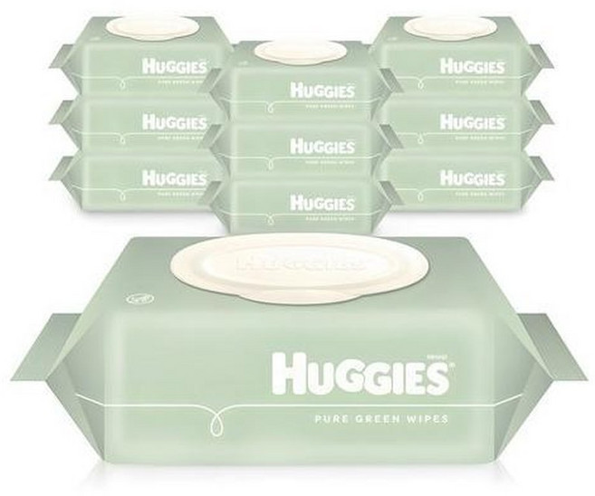 하기스 퓨어 그린 유아물티슈 캡형 72매 10팩, 10개