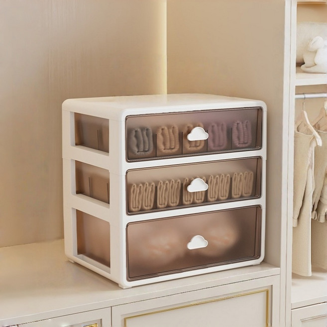 Arsjuo 속옷 수납함 양말 일체형 구름 서랍 정리함, 1개, 화이트