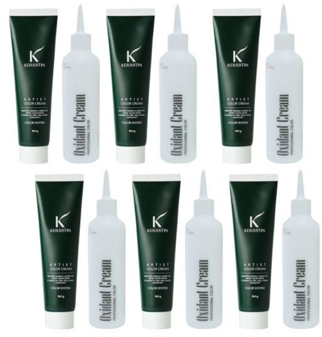 케라스틴 아티스트 청아녹차 새치커버 염색약 세트 150ml + 산화제 선택(150ml / 1000ml), 6개, 3N 흑갈색-6개/산화제