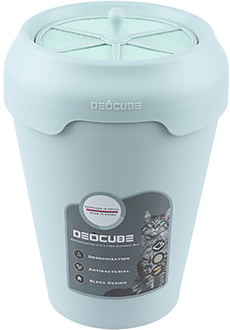 데오큐브캣 고양이화장실 배변 쓰레기통 단품 (통+뚜껑) 냄새제로 소모품제로 첨단탈취 특허기술, 민트그레이, 1개