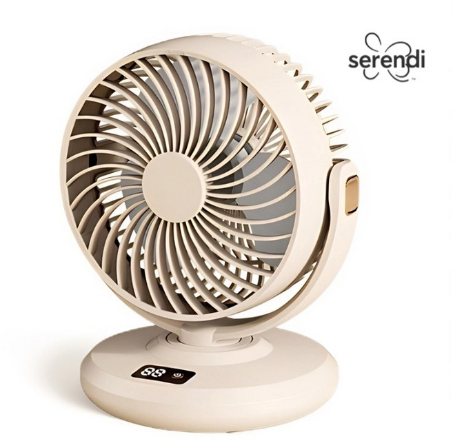 SERENDI 탁상용 선풍기 미니 서큘레이터 무선 자동회전 TYPE-C충전식, 화이트
