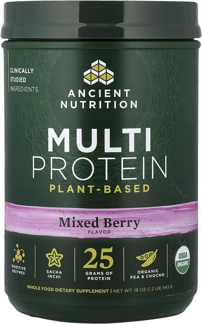 메이커제품입니다 Ancient Nutrition 멀티 프로틴 식물성 혼합 베리 맛 543g(1.2lb) 좋은효과를 보실수있습니다, 1개, 543g - 쿠팡