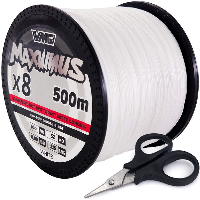 VMG 일본원사 PE 8합사 대용량 500M 낚시줄+합사가위, 1개, 화이트