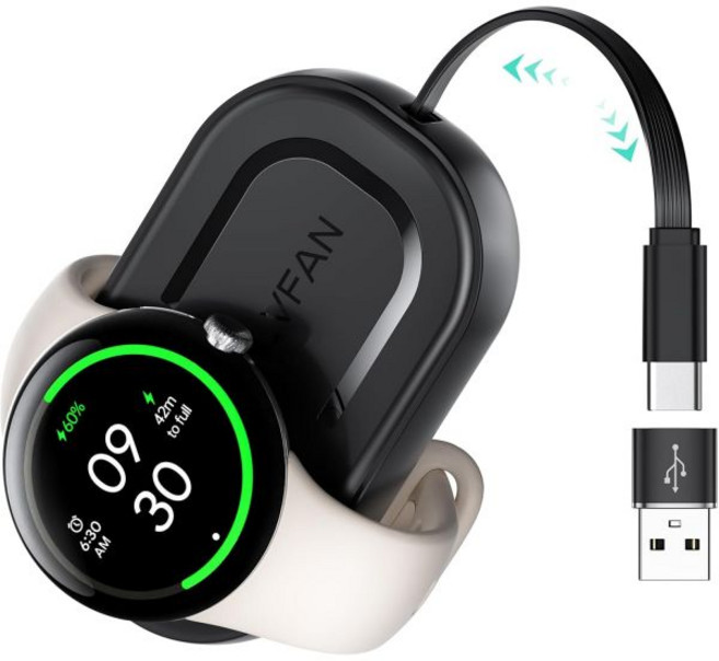 구글 픽셀 워치 스마트워치 안드로이드 3 2 및 핏비트 센스/버사 접이식 USB C A 충전 케이블 교체 액세서리 버사 4 / 센스, LVFAN 픽셀 워치 3 2 핏비트 센스/버사 접이식, 1개