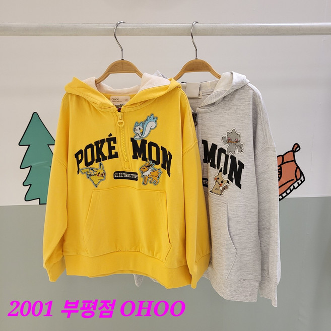 오후 부평점 24'NEW 캐주얼하고 예쁘게~애정하는 포켓몬 후드 반집업 맨투맨