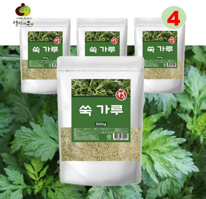 국산 쑥가루 쑥 분말 100% 쑥차 우유 라떼 선식, 4개, 500g