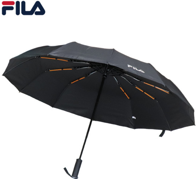 휠라 3단 자동 우산 암막 UV자외선차단 우산, 1개, 블랙